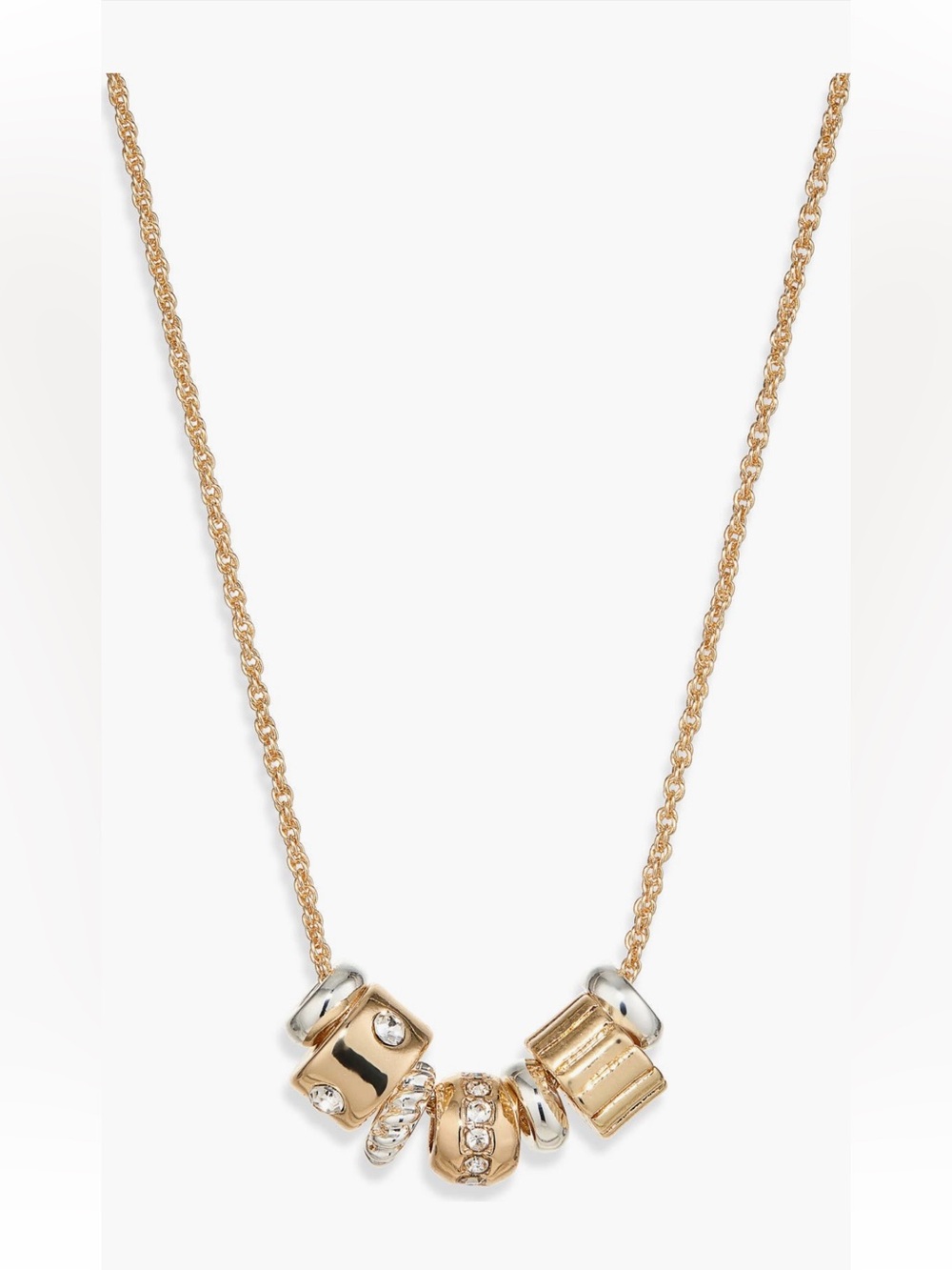 Nordstrom Multi Rondell Beaded Gold-Tone Plated 18” Necklace 2” Extender